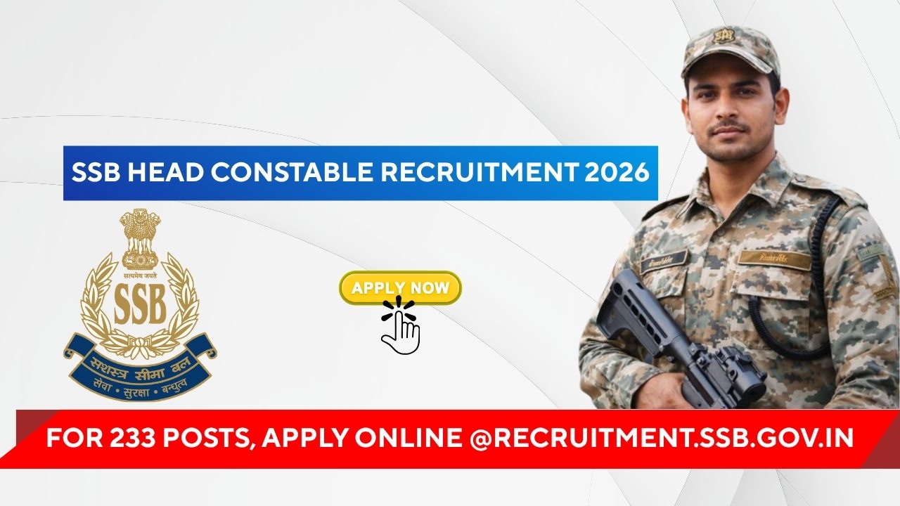 SSB Head Constable Recruitment 2026 for 233 Posts, Apply Online @recruitment.ssb.gov.in