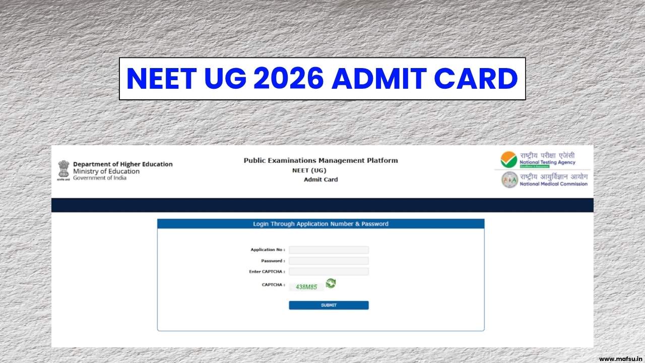 NEET UG 2026 Admit Card, Hall Ticket Release Confirmed For April 26